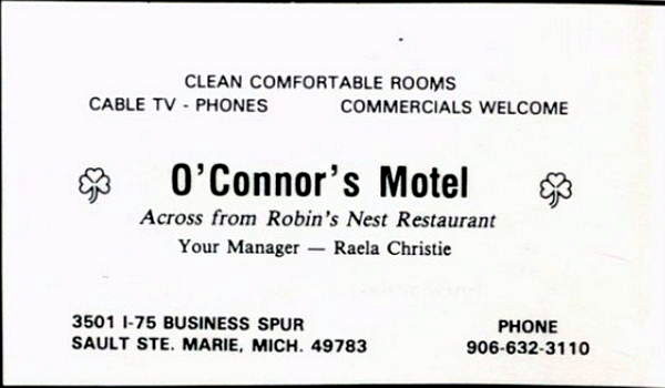 Jollineau Motel (OConnors Motel) - 1992 Sault Ste Marie High Yearbook Ad (newer photo)